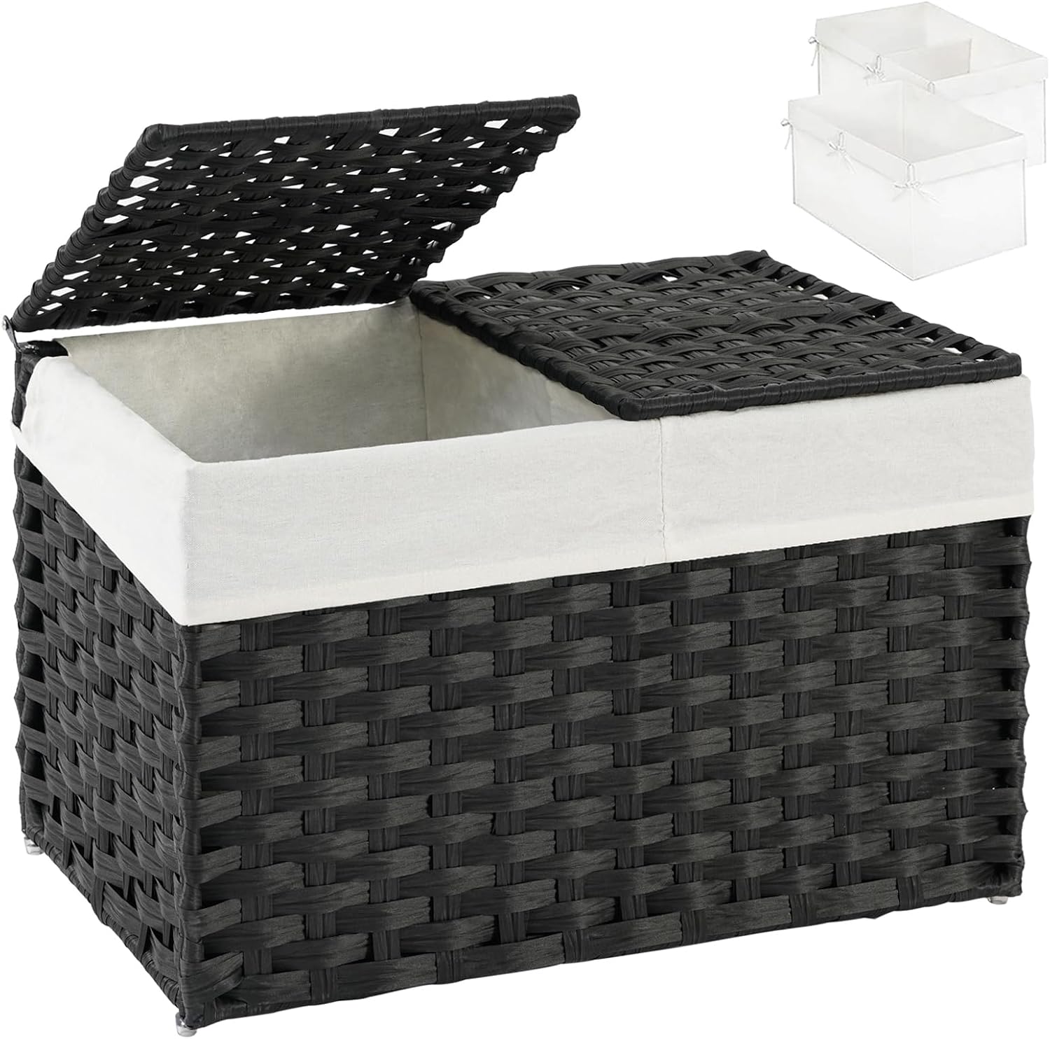 Storage Basket with Lid Rattan Woven Storage Baskets with 2 Separate Lids