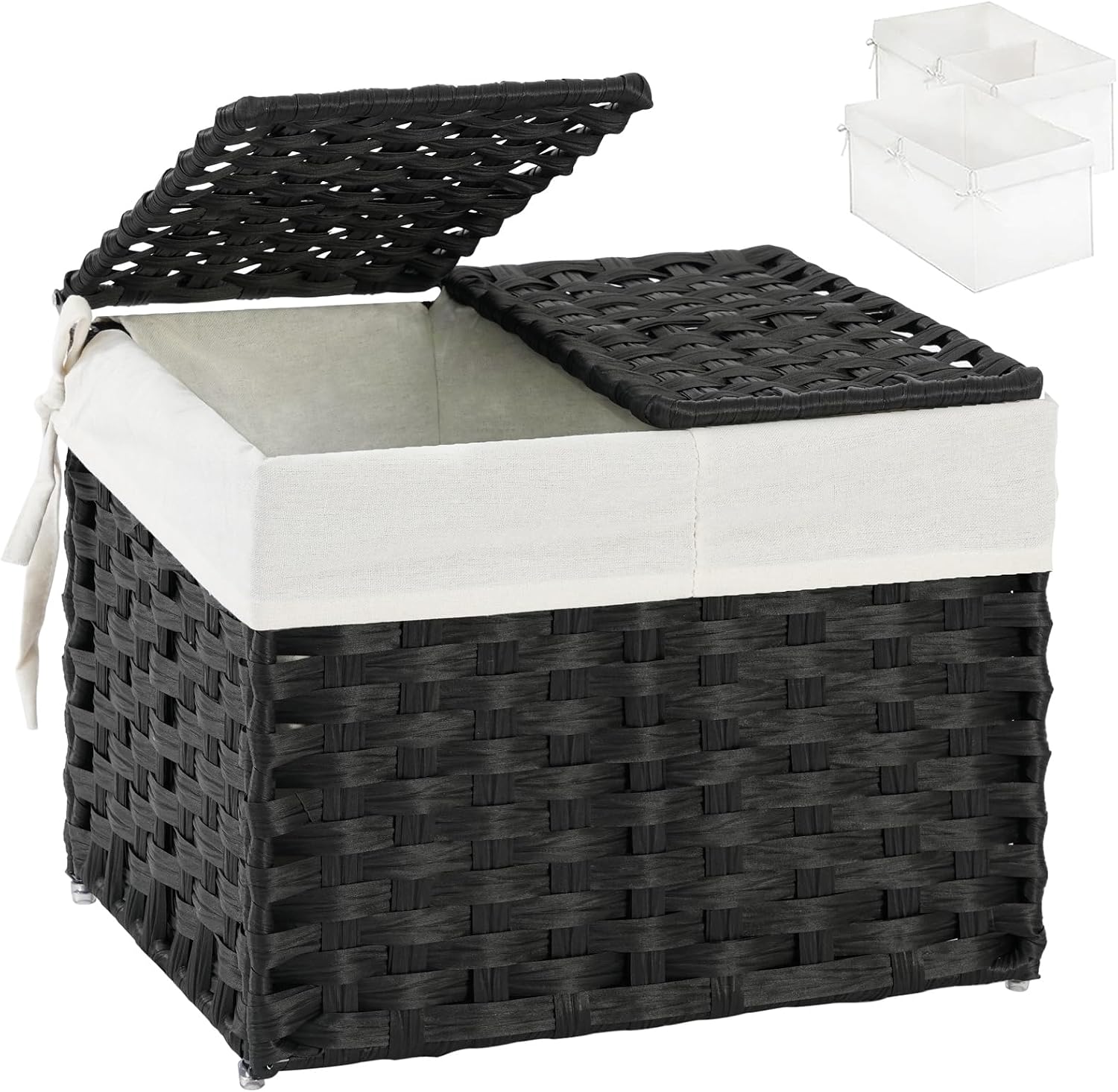 Storage Basket with Lid Rattan Woven Storage Baskets with 2 Separate Lids