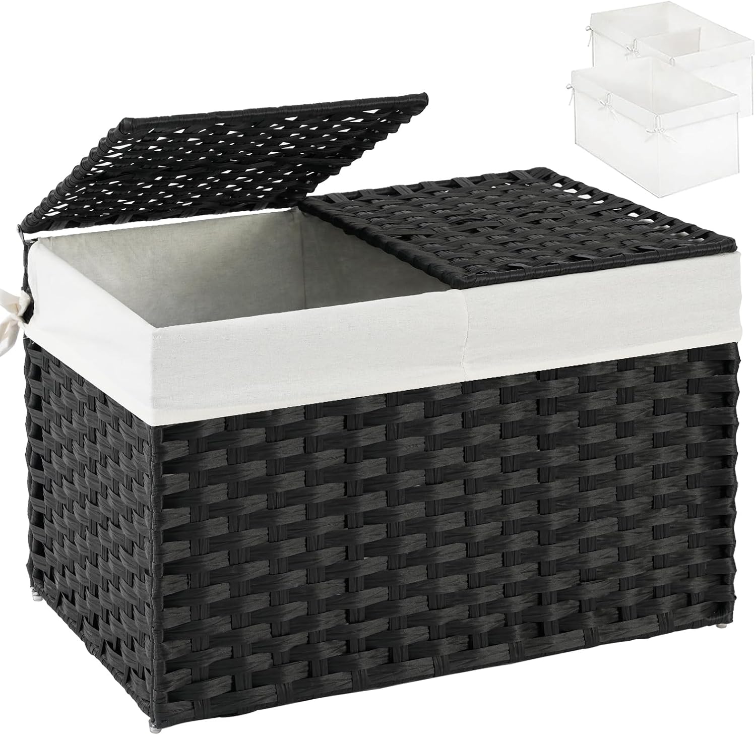 Storage Basket with Lid Rattan Woven Storage Baskets with 2 Separate Lids
