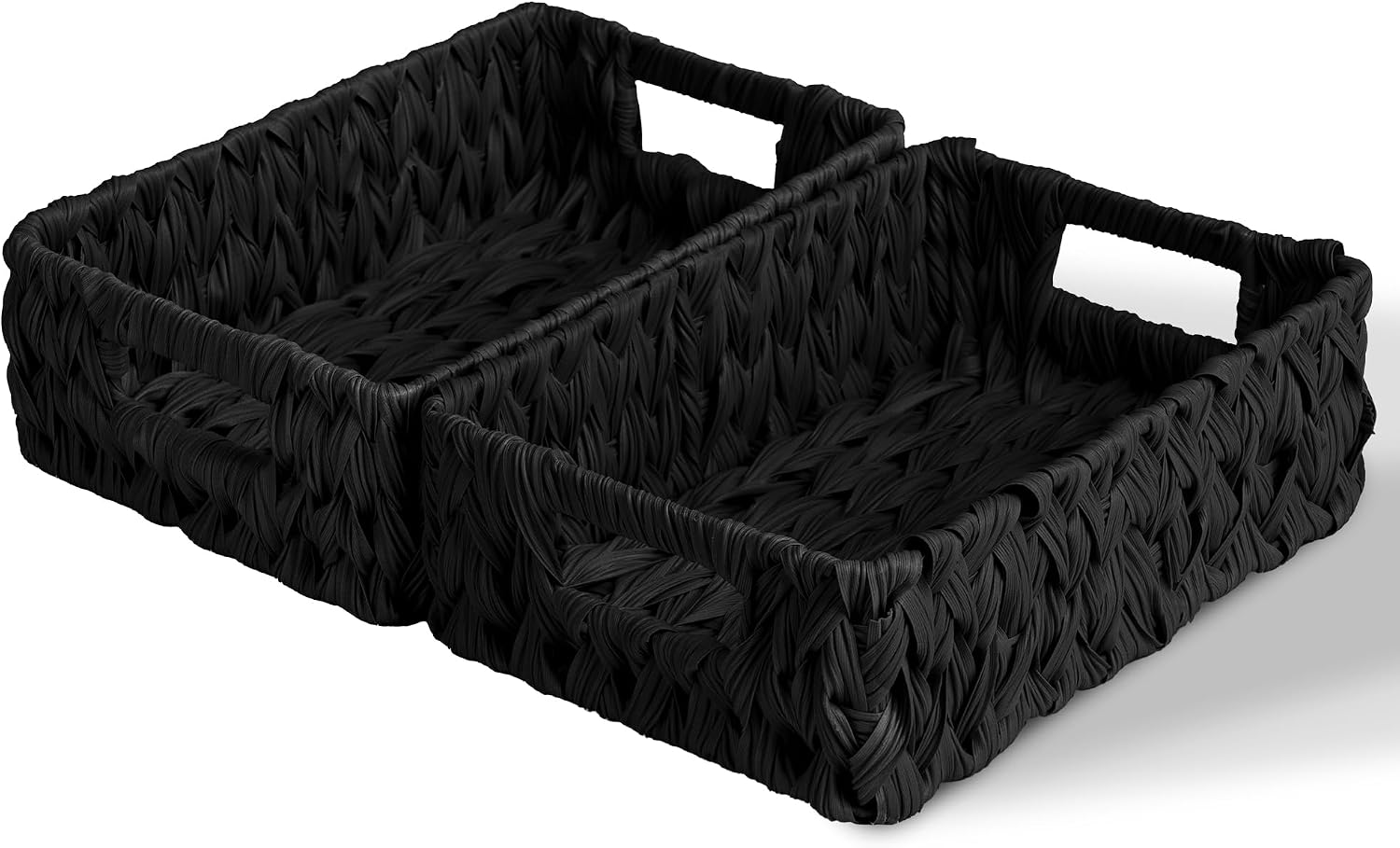 Wicker Storage Baskets for Shelves, Wicker Baskets for Organizing, Waterproof Woven Basket for Pantry