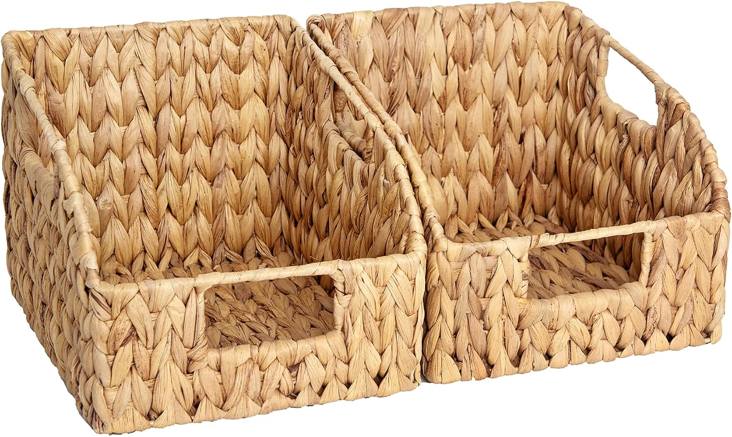 Pantry Baskets for Organizing, Wicker Basket with Built-in Handles, Handwoven Wicker Storage Baskets