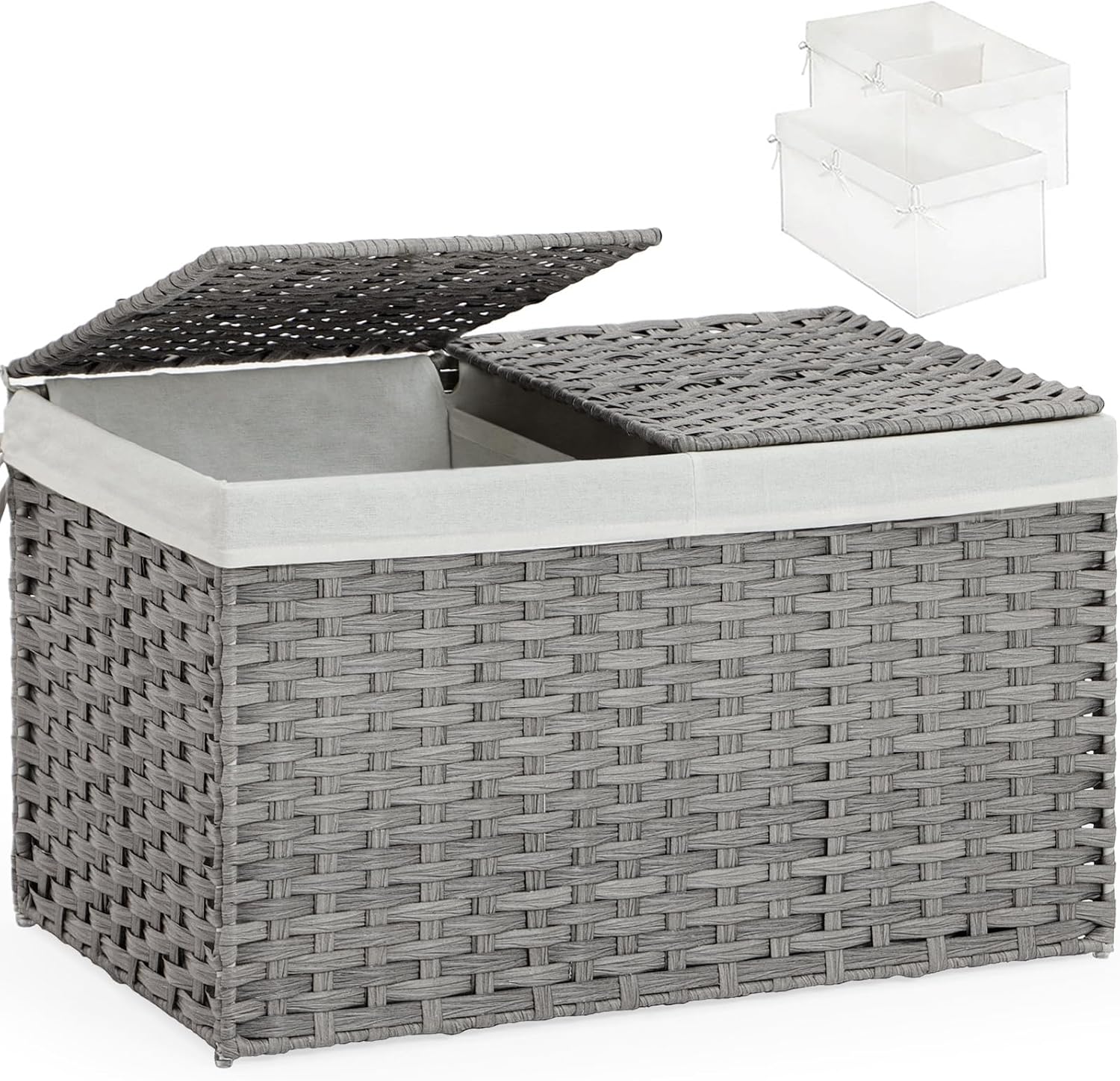 Storage Basket with Lid Rattan Woven Storage Baskets with 2 Separate Lids