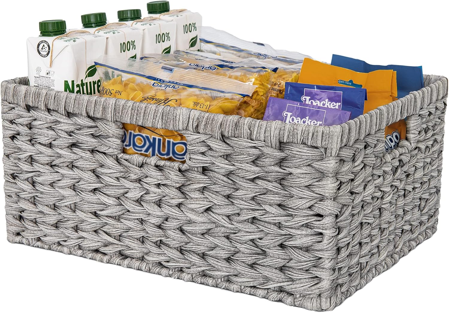 Wicker Storage Baskets for Shelves, Wicker Baskets for Organizing, Waterproof Woven Basket for Pantry