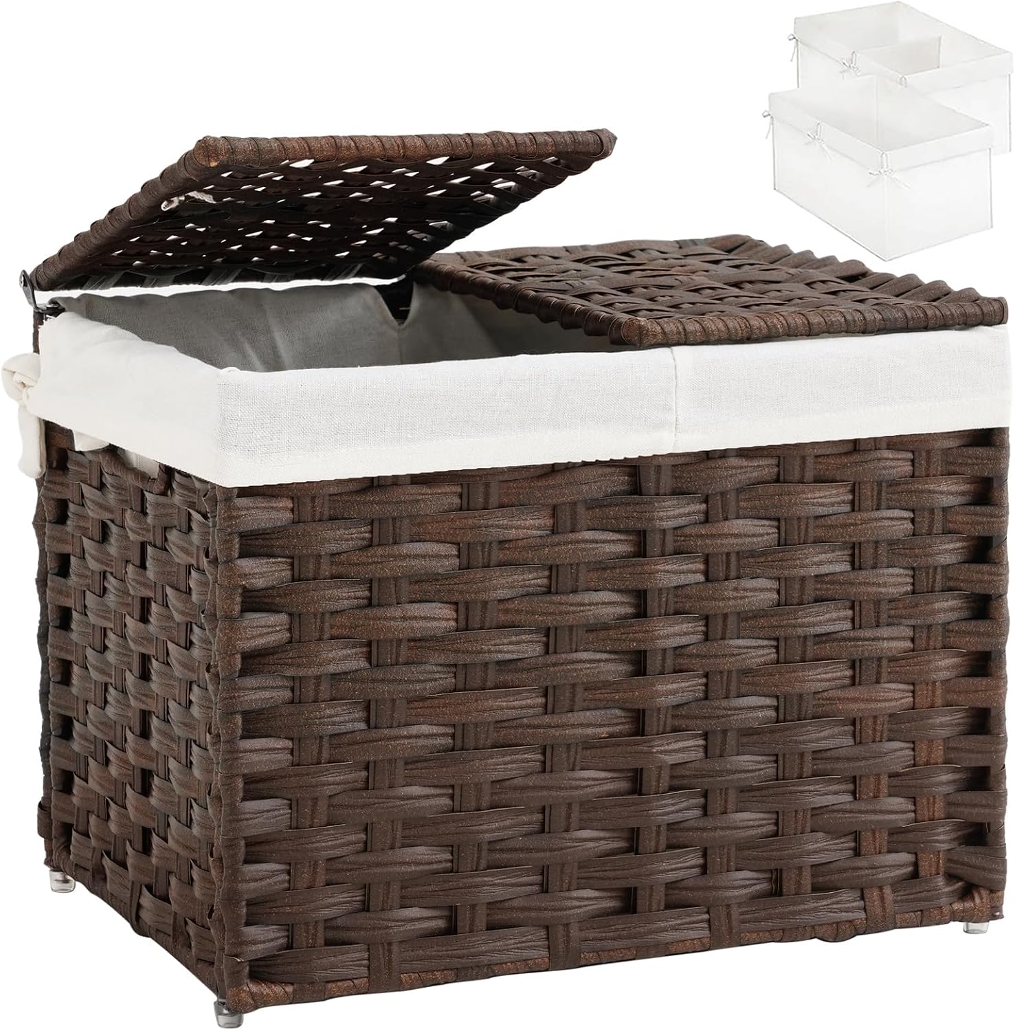 Storage Basket with Lid Rattan Woven Storage Baskets with 2 Separate Lids