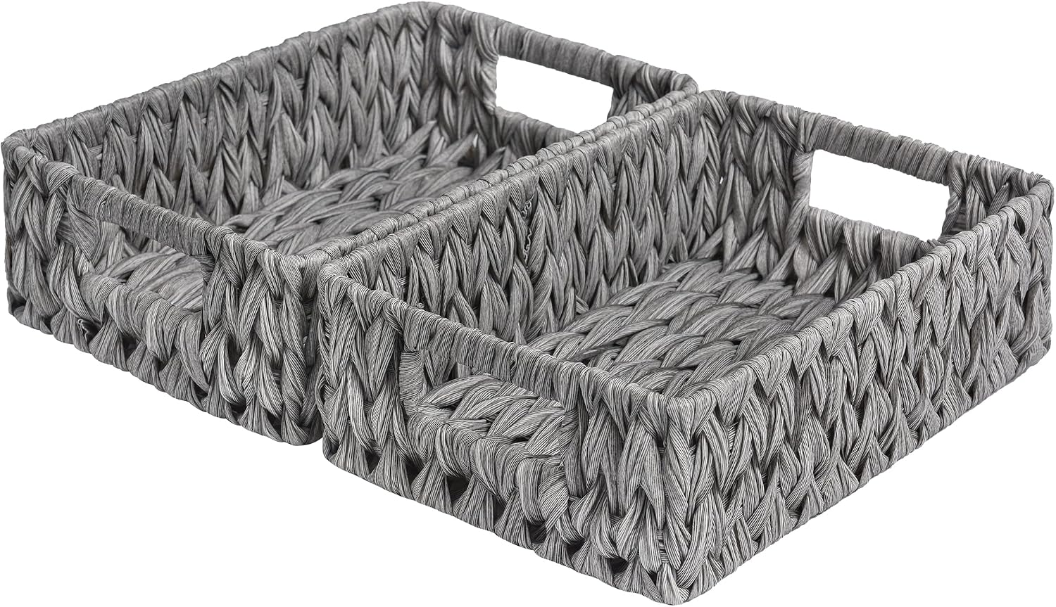 Wicker Storage Baskets for Shelves, Wicker Baskets for Organizing, Waterproof Woven Basket for Pantry