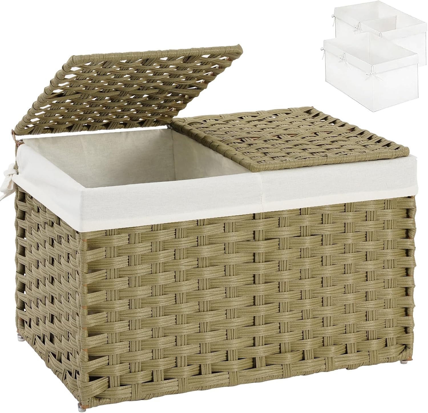 Storage Basket with Lid Rattan Woven Storage Baskets with 2 Separate Lids