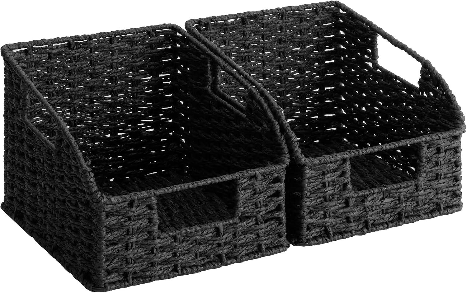 Pantry Baskets for Organizing, Wicker Basket with Built-in Handles, Handwoven Wicker Storage Baskets