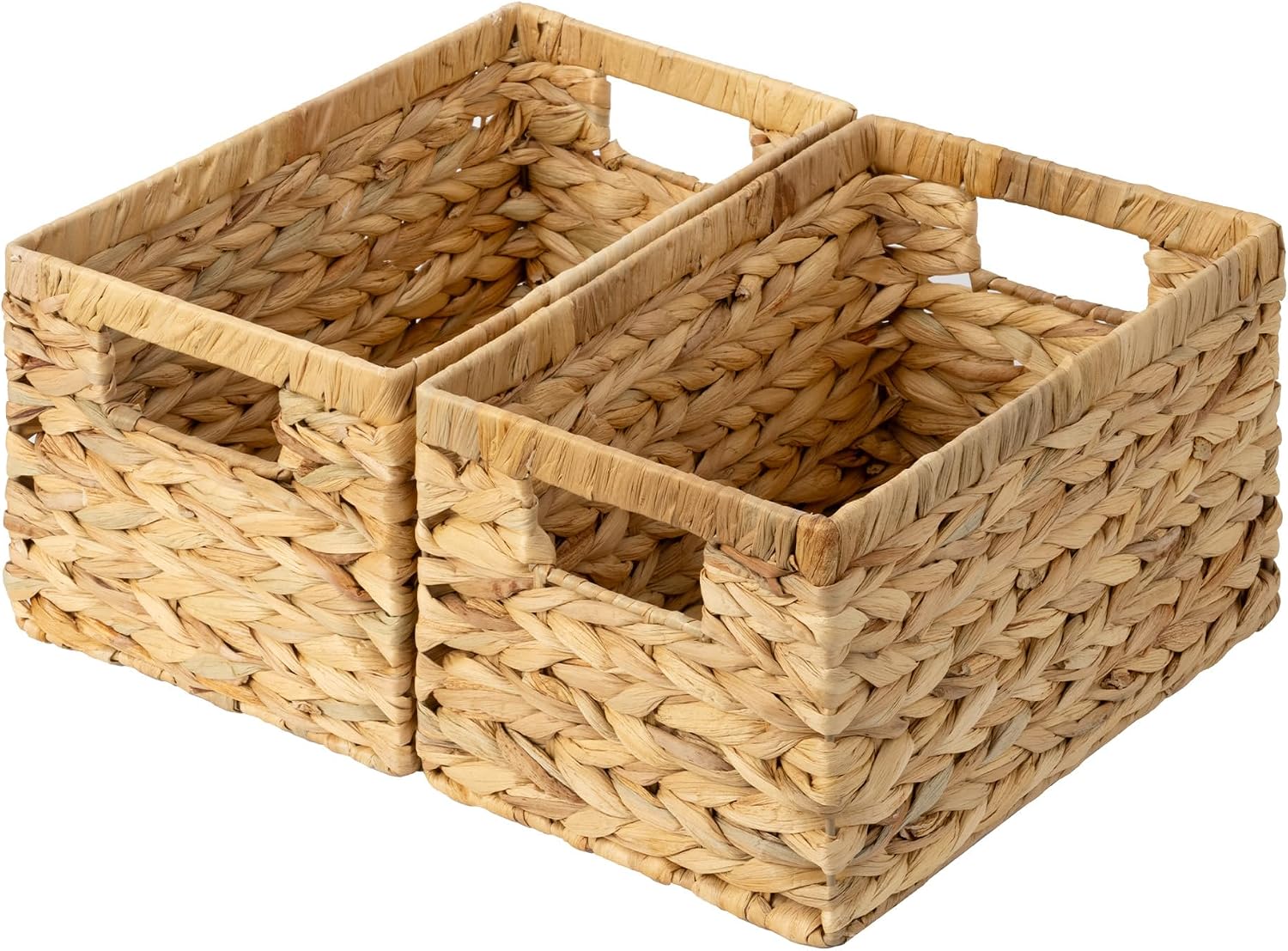 Wicker Storage Baskets for Shelves, Wicker Baskets for Organizing, Waterproof Woven Basket for Pantry