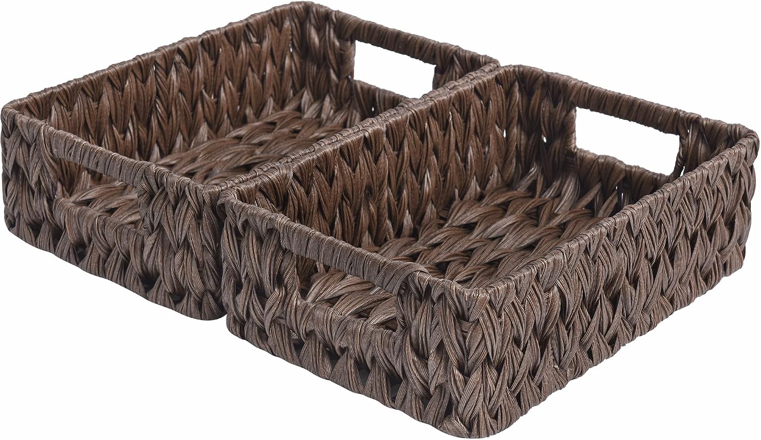 Wicker Storage Baskets for Shelves, Wicker Baskets for Organizing, Waterproof Woven Basket for Pantry