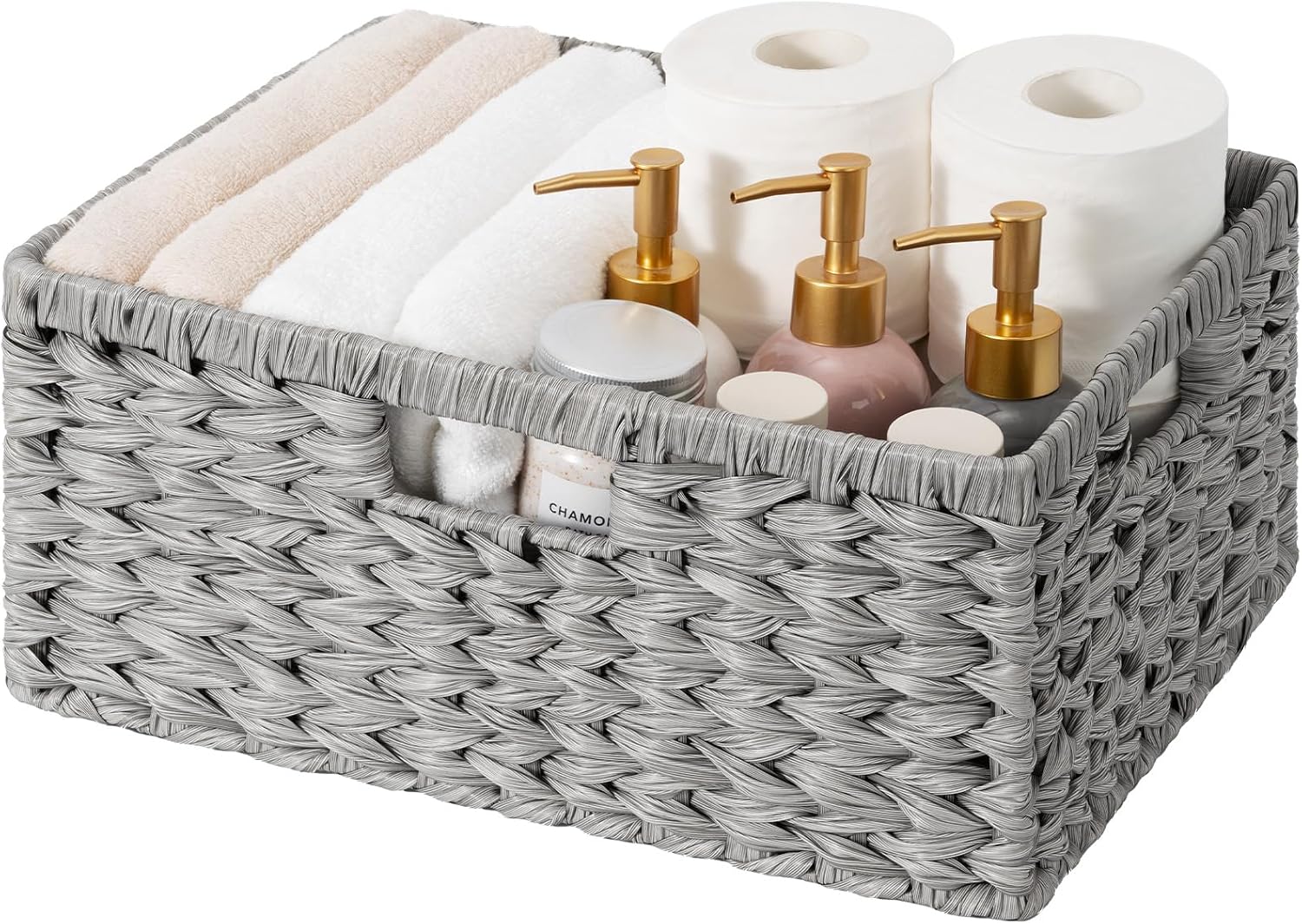 Wicker Storage Baskets for Shelves, Wicker Baskets for Organizing, Waterproof Woven Basket for Pantry