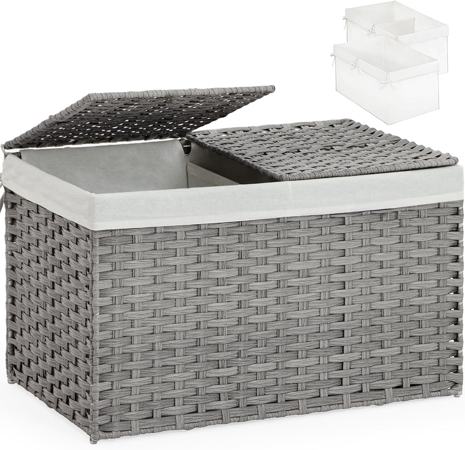 Storage Basket with Lid Rattan Woven Storage Baskets with 2 Separate Lids