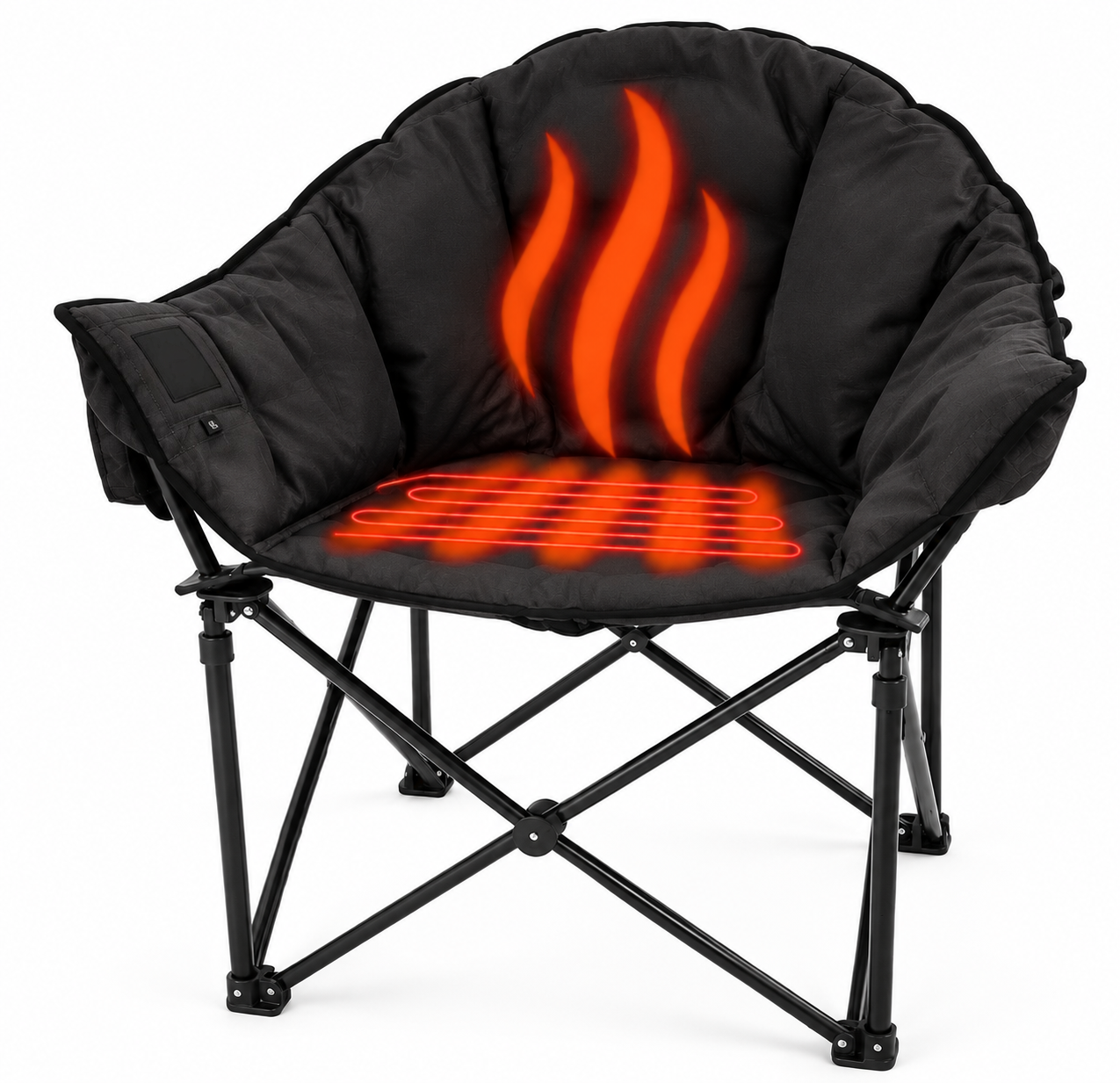 FQXCYW Heated Outdoor Lounge Chair – Premium Oversized Camping Chair with Built-In Heating & Portable Power