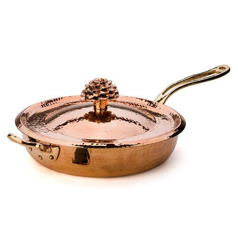 Amoretti Brothers Copper Saute Pan 4.4 qt with Flower Lid