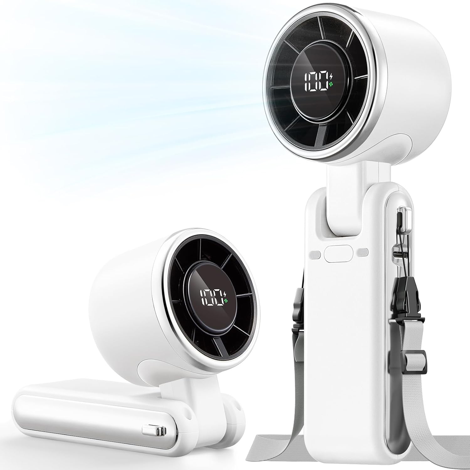 Portable Handheld Turbo Fan - 5 Gear High Speed 4000mAh Rechargeable Mini Personal Hand Fan Blow Cold Air, Battery Operated Travel Essentials, Beach Vacation, Gifts for Women, Men (Black)