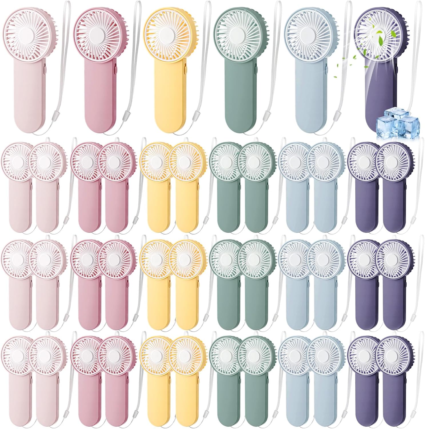 30 Pcs Mini Portable Fan Handheld Battery Operated Portable Small Personal Fans for Summer Travel Beach Indoor Outdoor Cooling Gift (Green,Pink,White)