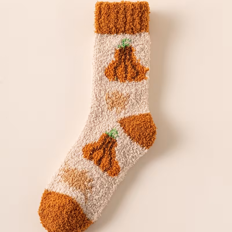 8 pairs womens fall thanksgiving fuzzy crew socks pumpkin turkey maple leaf print coral fleece fluffy home socks for thick warm non slip plush sleeping socks for autumn winter indoor lounging holiday gift Product details 3