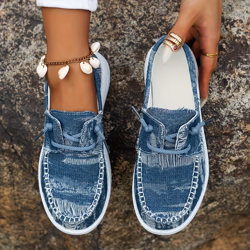 Women's New Style Sneakers, Fabric Casual Fashion Low-Top Lace-Up Flat Shoes with Comfortable Soft Soles for All Seasons, Women Shoes