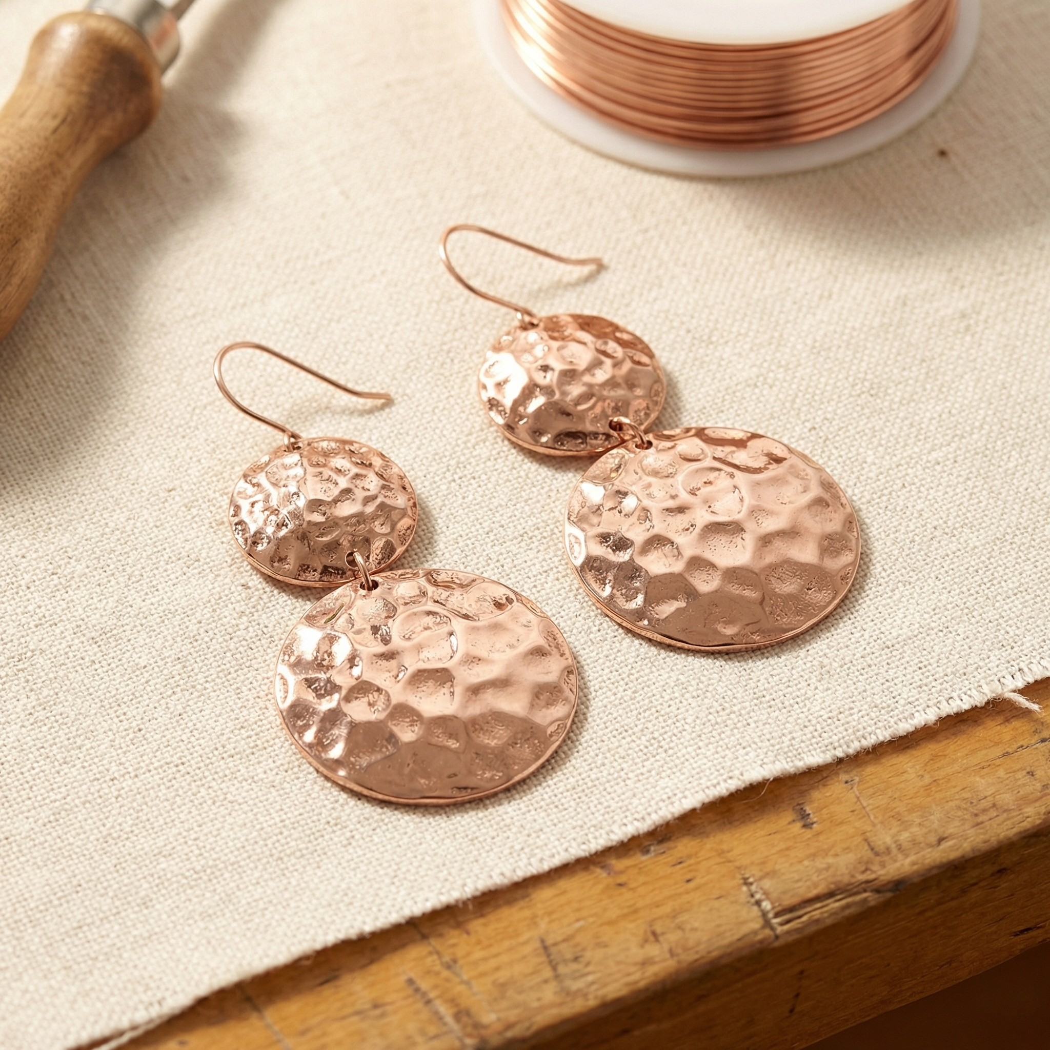 Vera napfordulós réz fülbevalói-Vera's Jewelry
