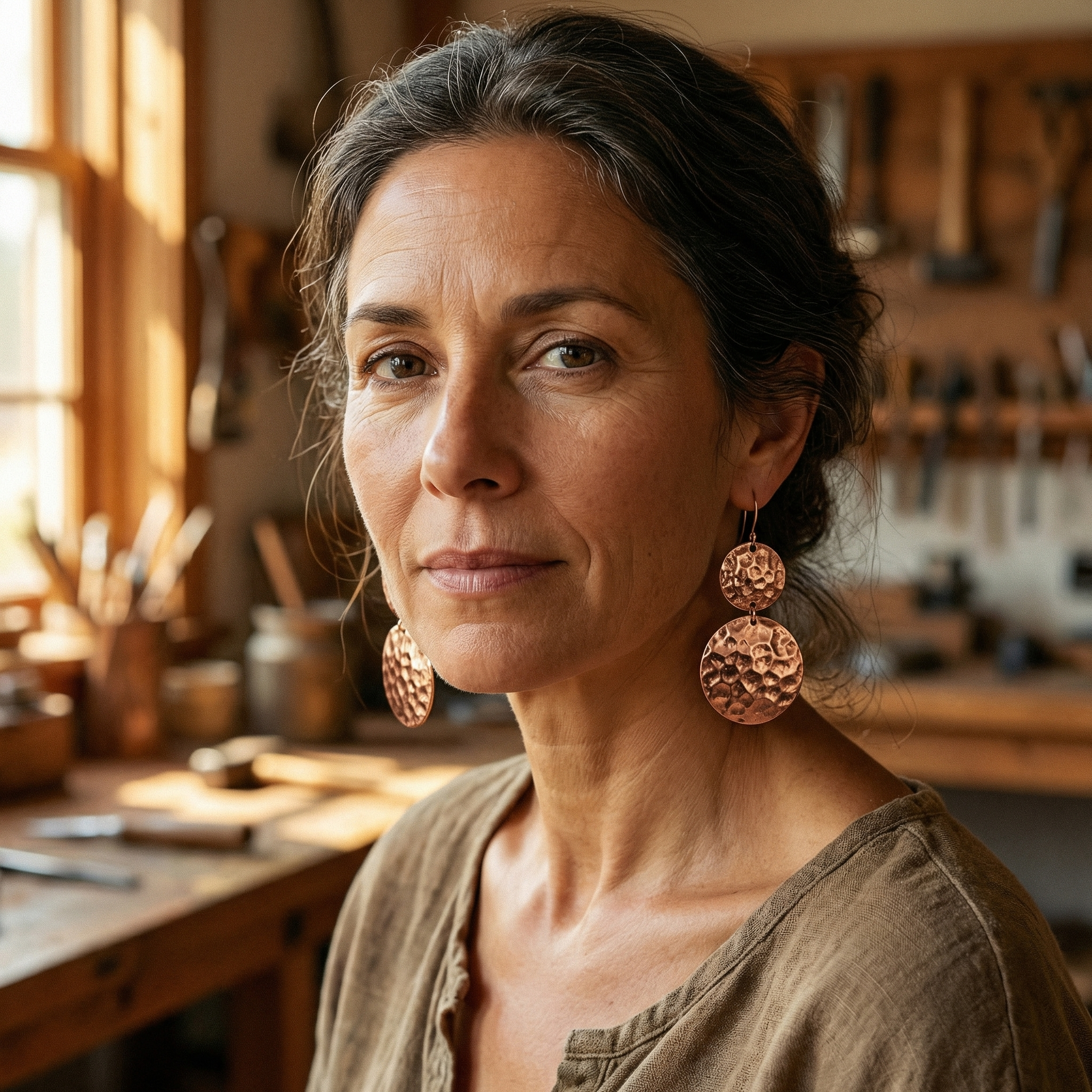 Vera napfordulós réz fülbevalói-Vera's Jewelry