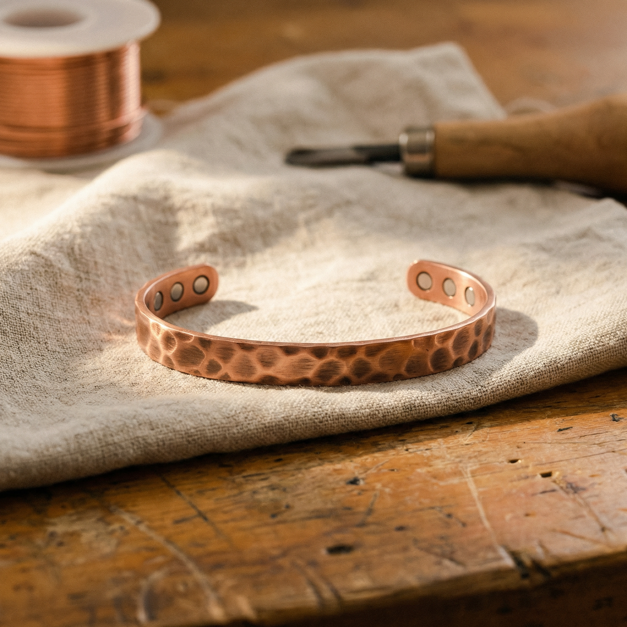 Vera barázdás réz karkötője-Vera's Jewelry