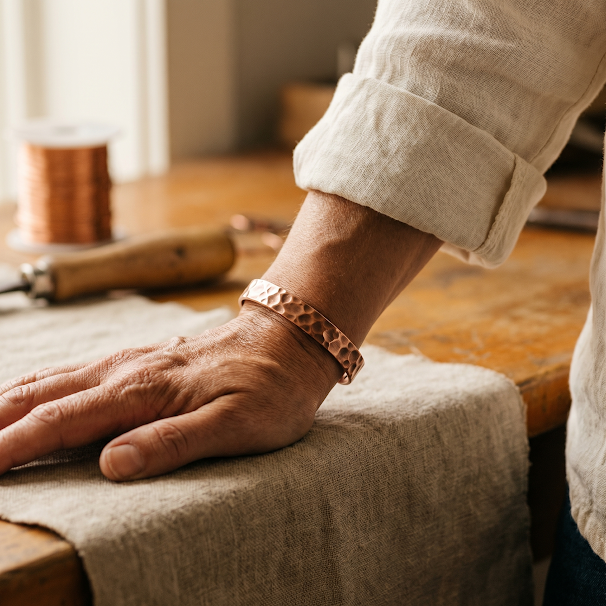 Vera barázdás réz karkötője-Vera's Jewelry