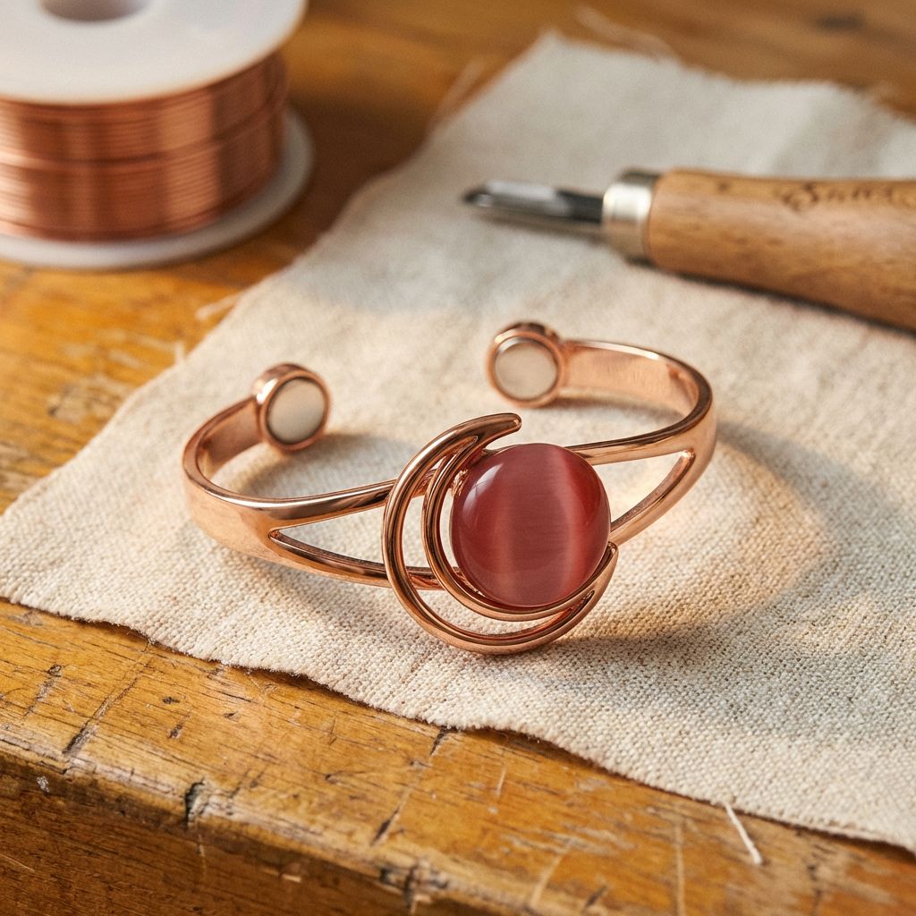 Vera gömb alakú rózsaszín réz karkötője-Vera's Jewelry