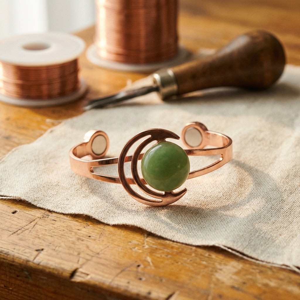 Vera gömb alakú zöld réz karkötője-Vera's Jewelry