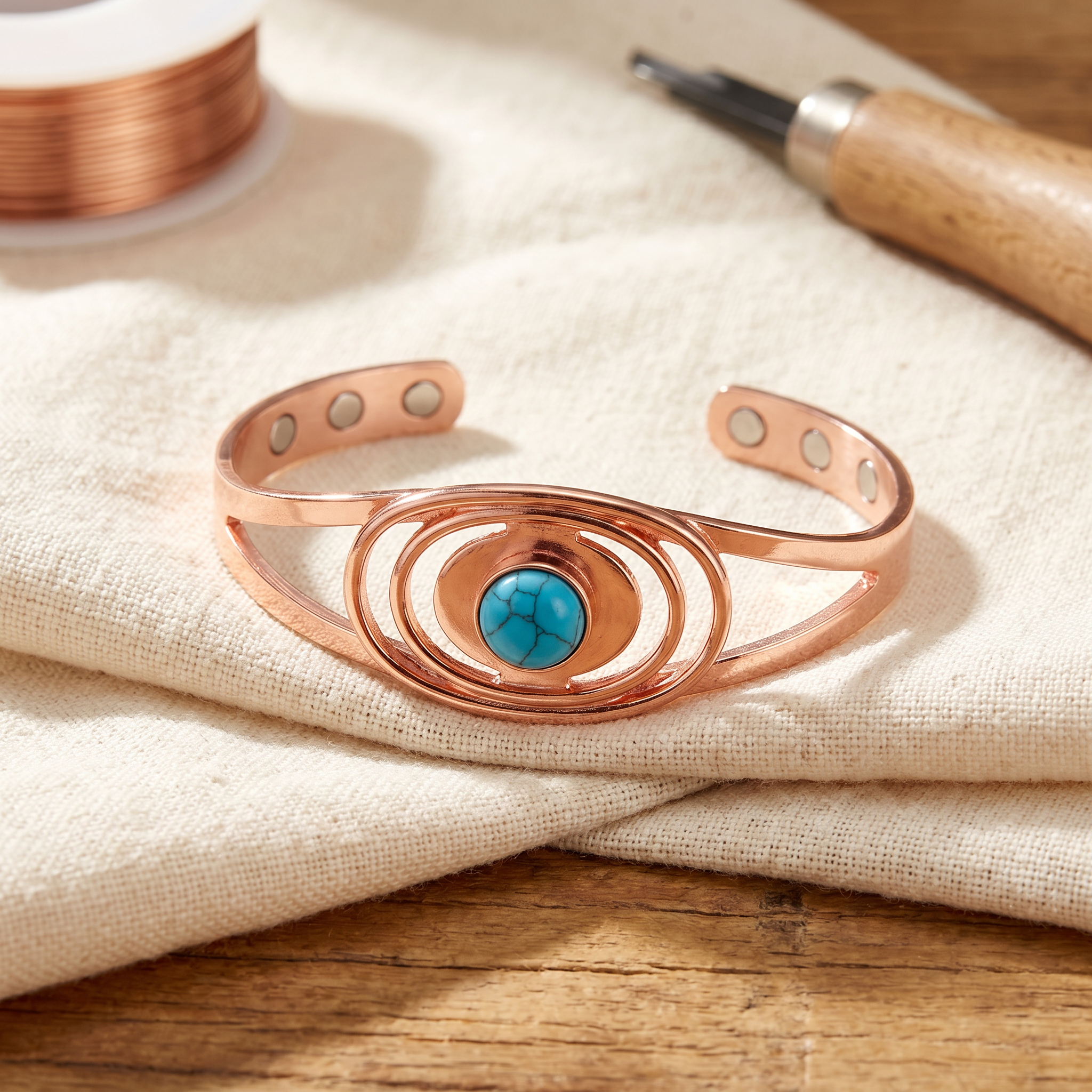 Vera sás alakú réz karkötője-Vera's Jewelry