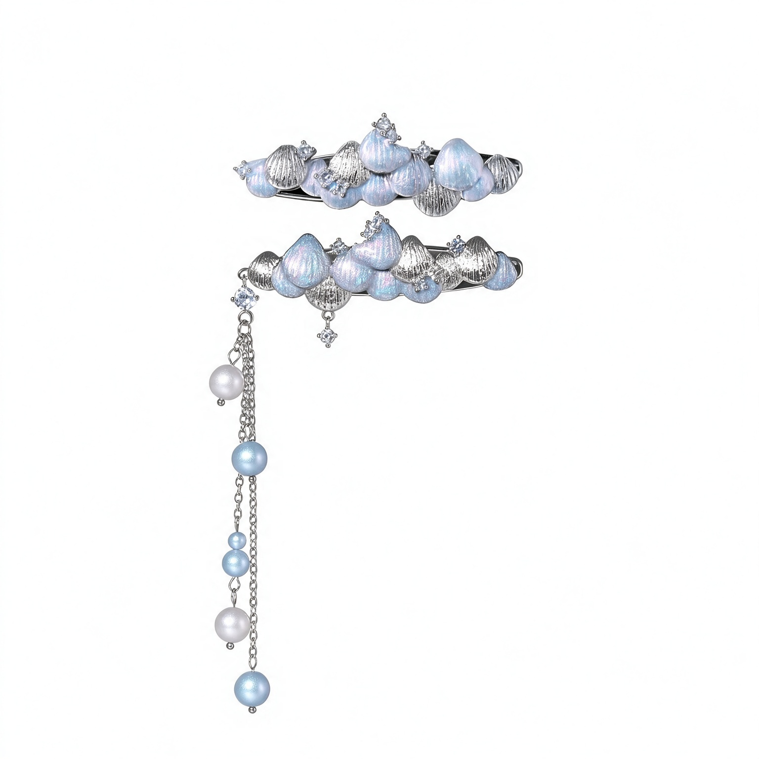 Mermaid Scale Hair Clip, Pearl Tassel Ocean Fairy Barrette