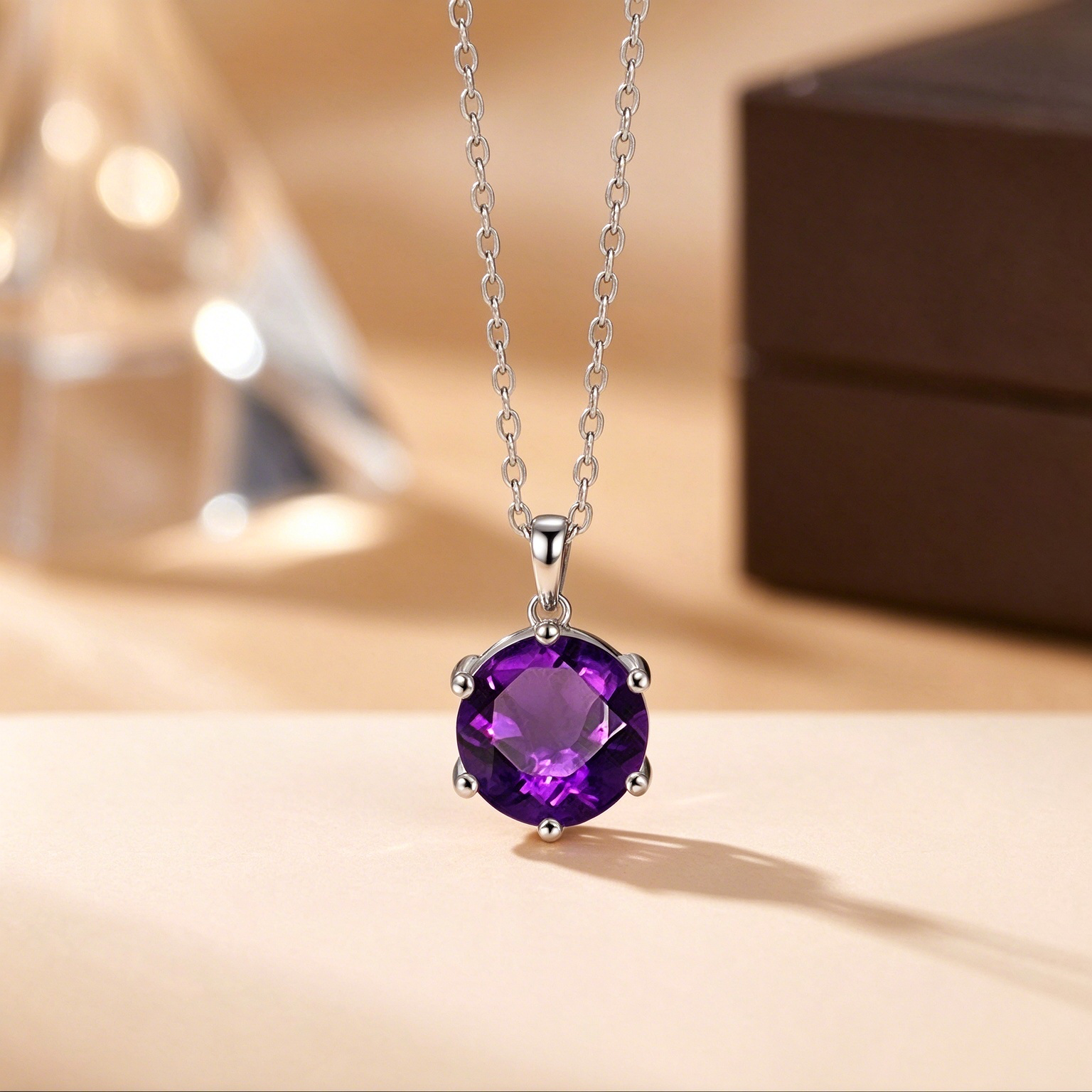 Classic Six Prong Moissanite Shiny Necklace