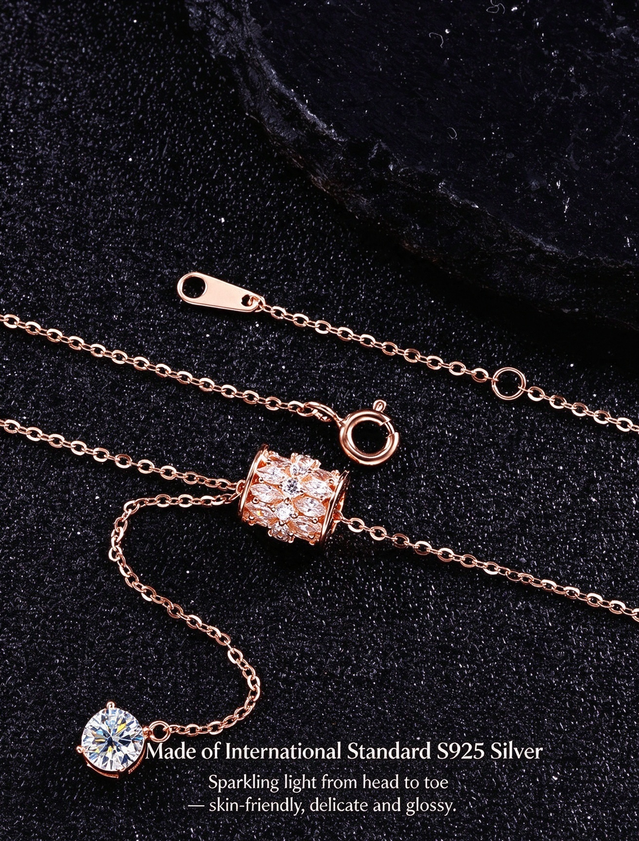 925 Sterling Silver Moissanite Lariat Necklace | Dainty Y-Drop Sweater Chain for Women
