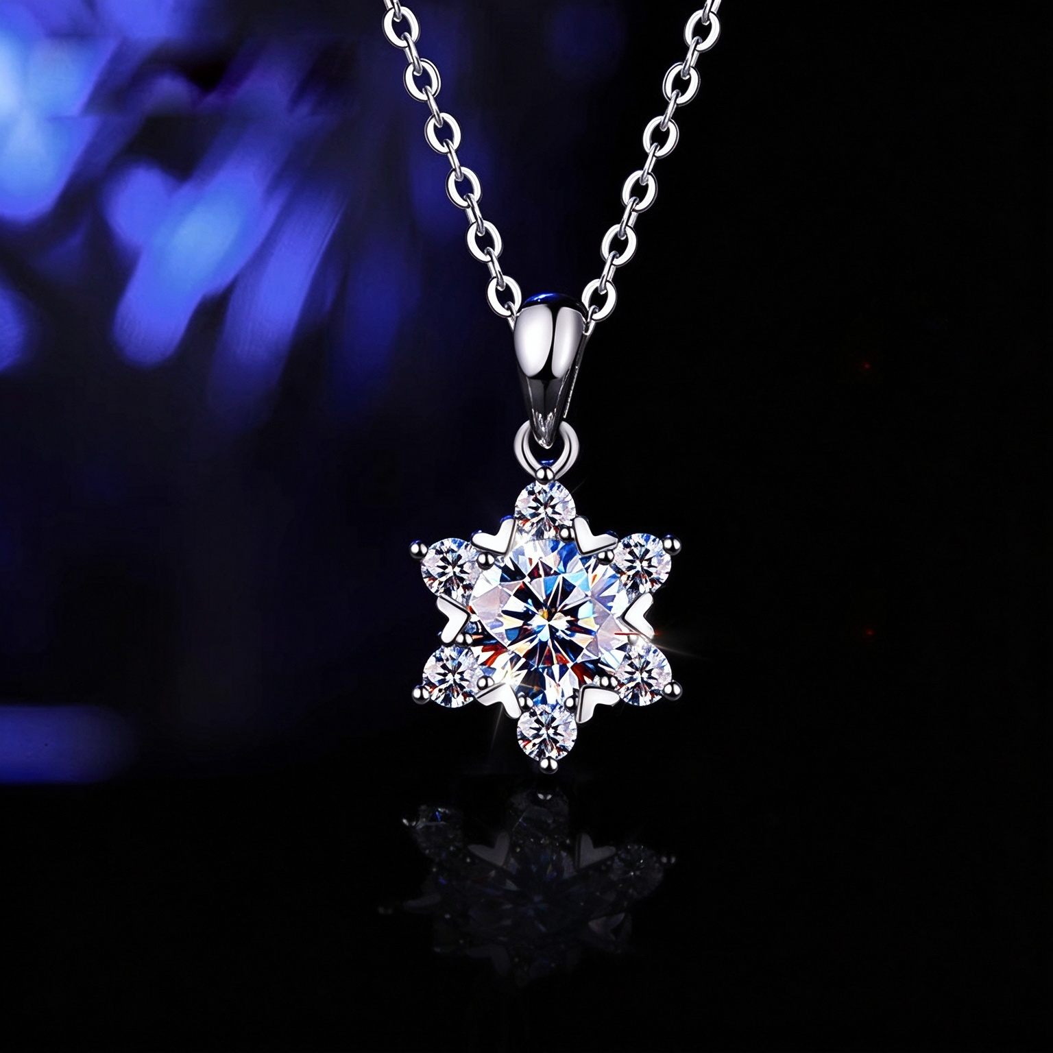 Moissanite Snowflake Necklace | S925 Sterling Silver Dainty Clavicle Chain