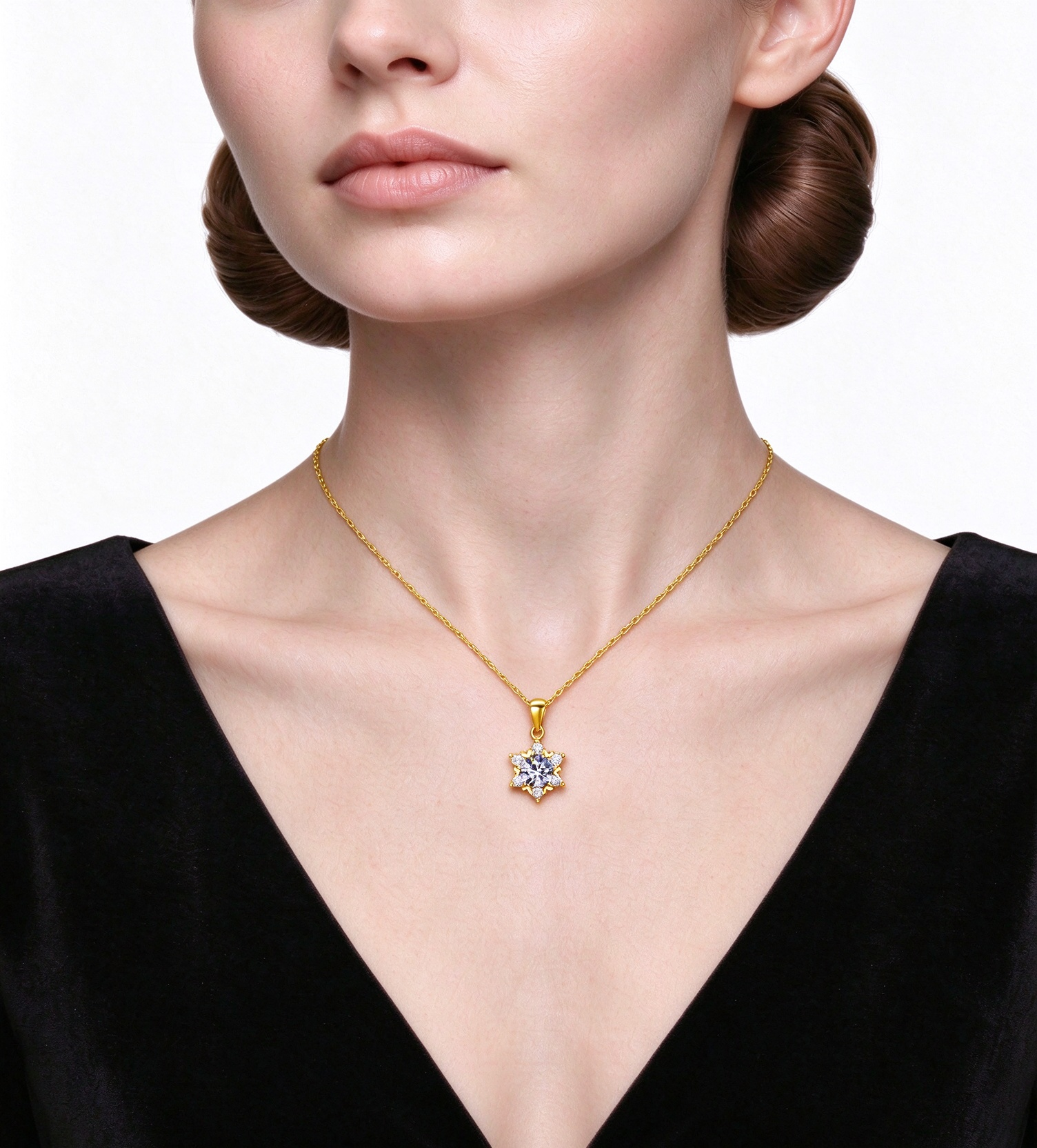 Moissanite Snowflake Necklace | S925 Sterling Silver Dainty Clavicle Chain