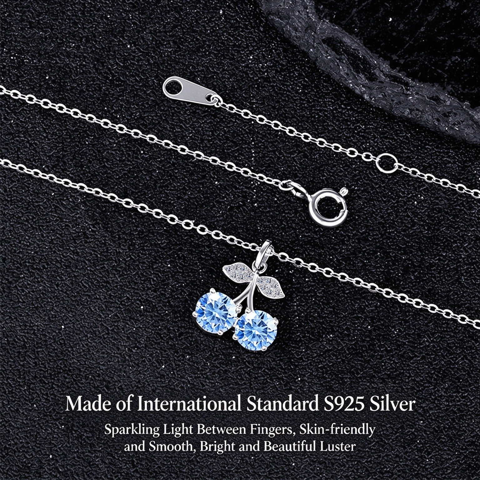 S925 Sterling Silver Cherry Moissanite Pendant Necklace｜Exquisite Double-Stone Choker for Daily Wear