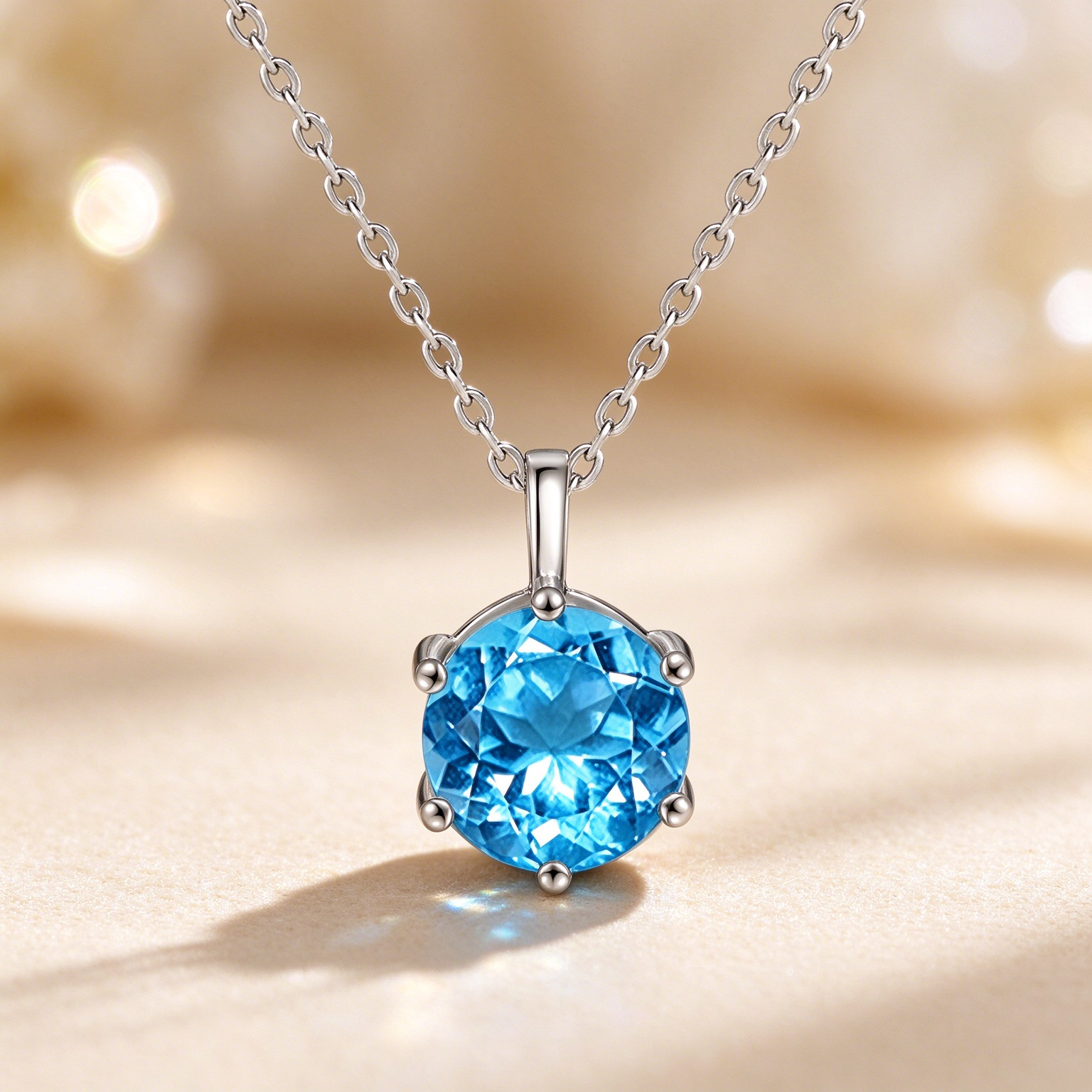 Classic Six Prong Moissanite Shiny Necklace