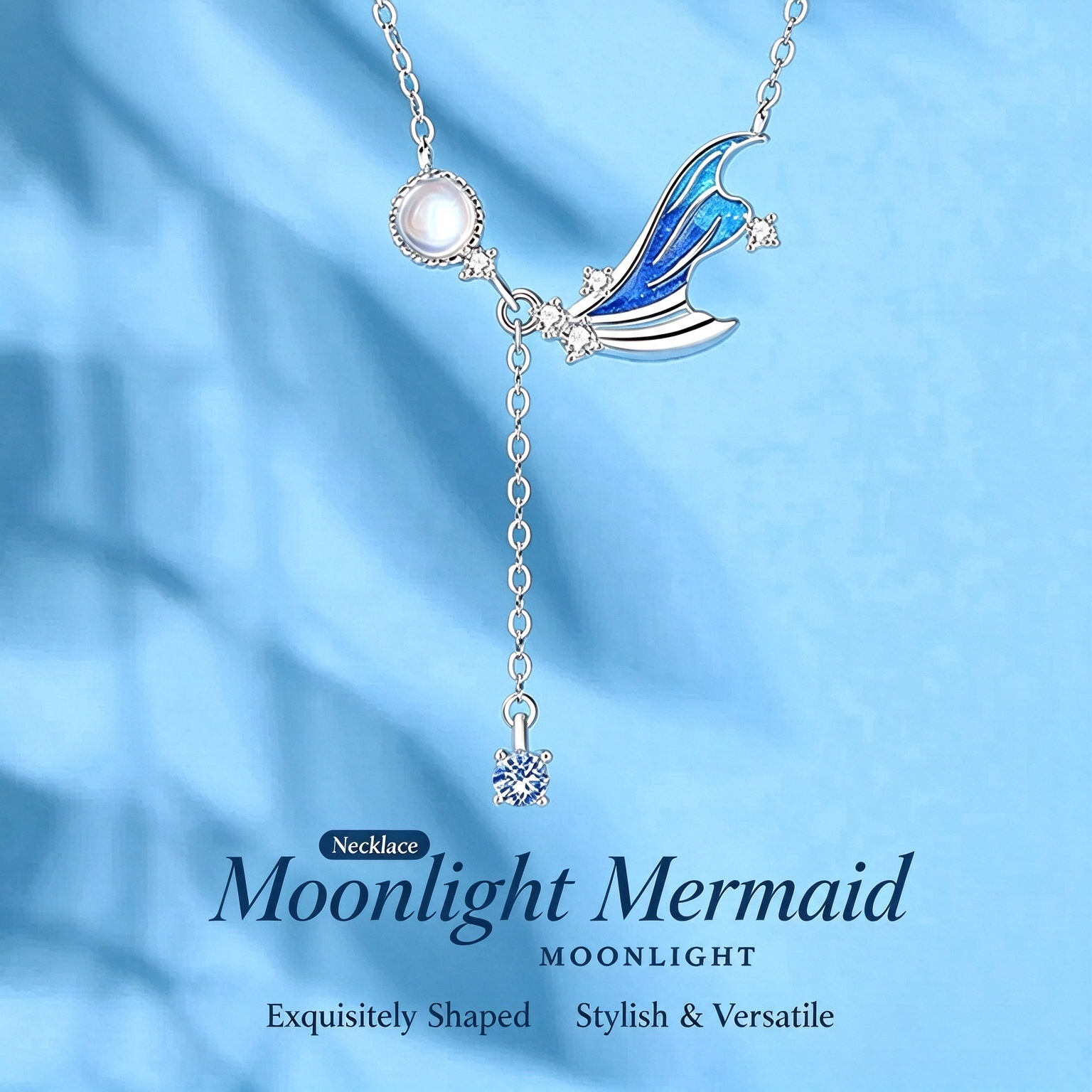 S925 Sterling Silver Moonstone Mermaid Tail Bracelet | Premium Symmetrical Gradient Enamel Bangle Gift for Women