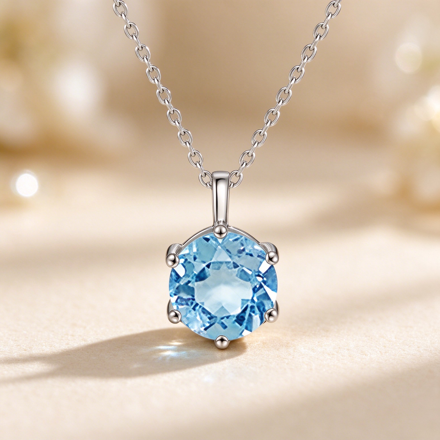 Classic Six Prong Moissanite Shiny Necklace