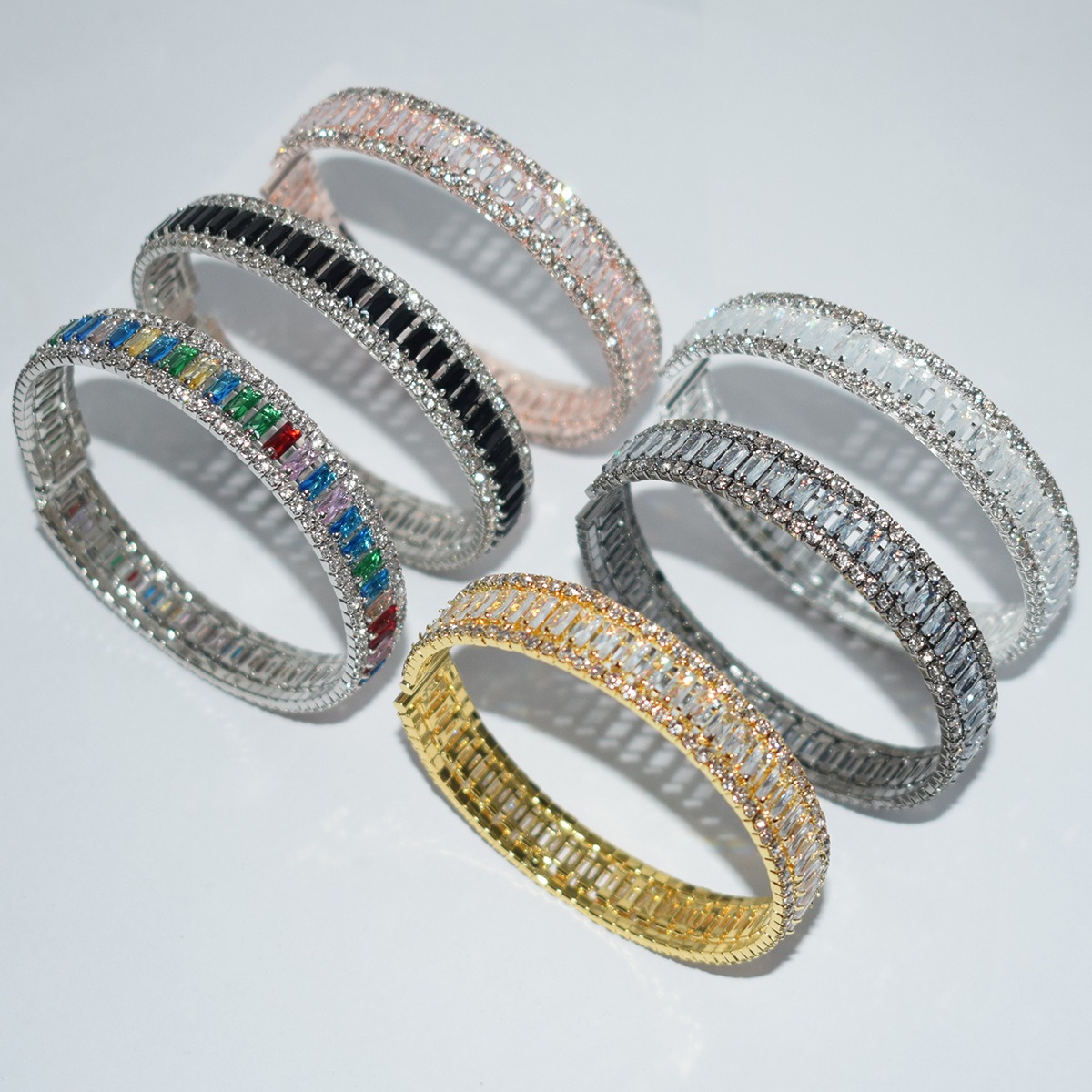 Starlight Rhythm Geometric Pavé Open Cuff Bracelet