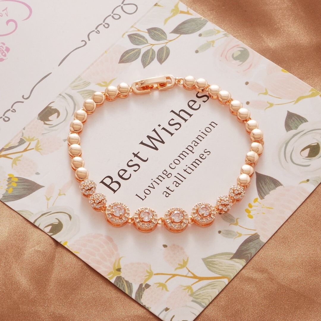14K Gold Plated Bead Halo Pavé Bracelet