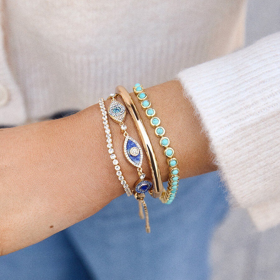 Eternal Radiance 14K Gold Plated Bezel-Set Gemstone Bracelet