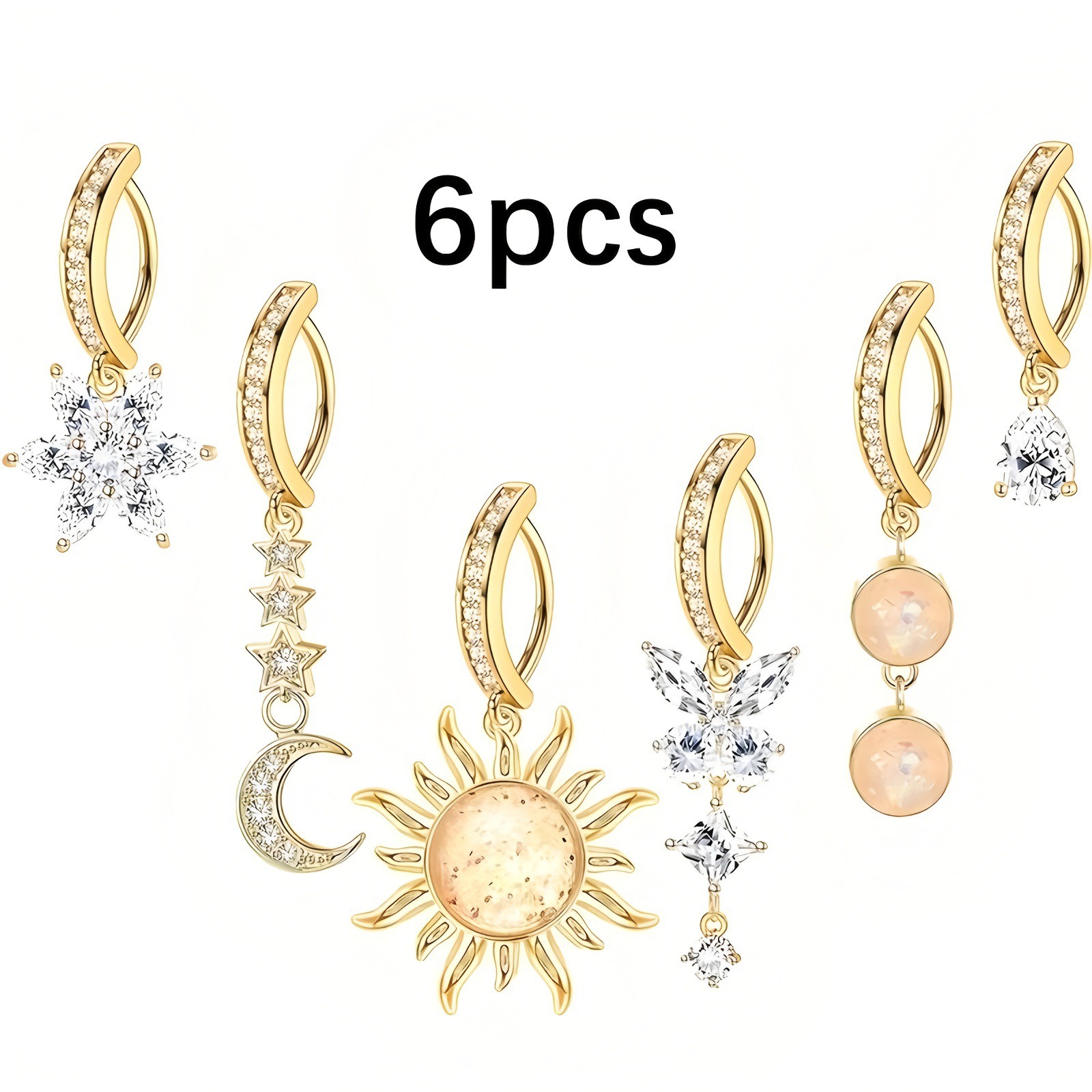 "elestial Glow 14K Gold S925 Silver Clicker Belly Button Ring Set