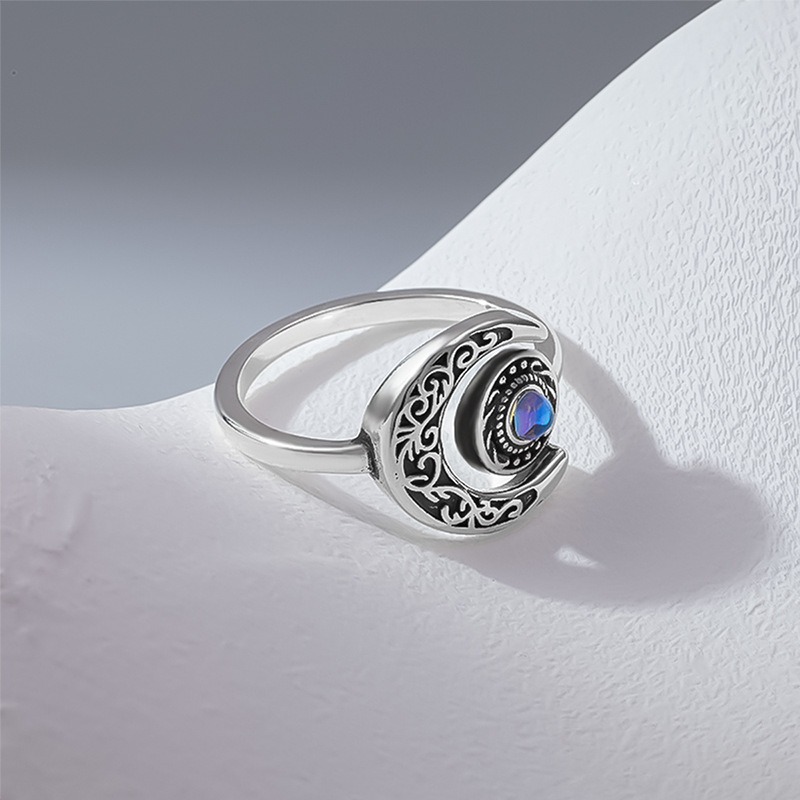 S925 Sterling Silver Vintage Filigree Moonstone Ring