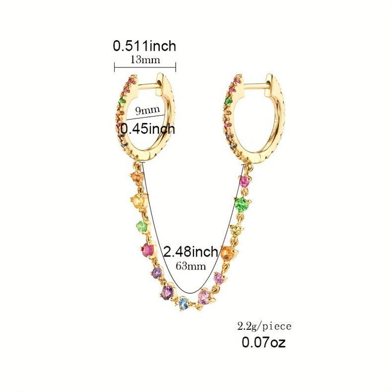 Rainbow Dopamine 14K Gold S925 Silver Colorful Gemstone Stacking Earrings Set