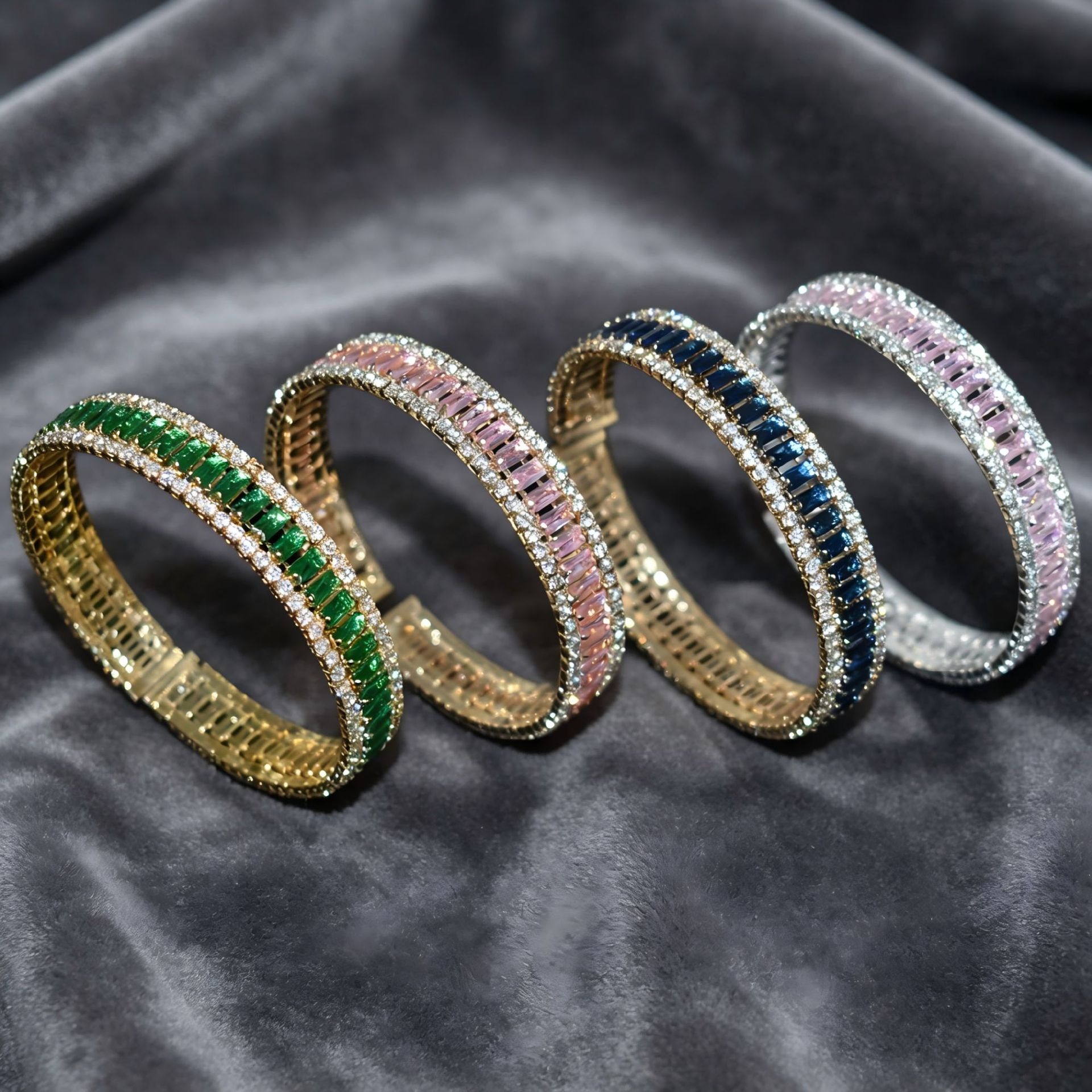 Starlight Rhythm Geometric Pavé Open Cuff Bracelet