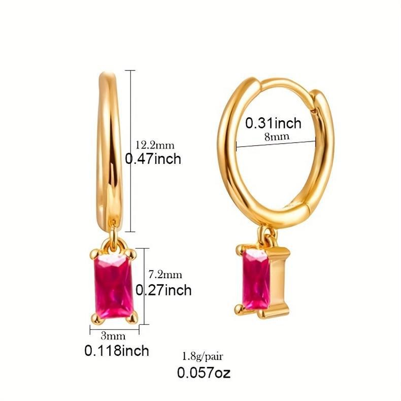Rainbow Dopamine 14K Gold S925 Silver Colorful Gemstone Stacking Earrings Set