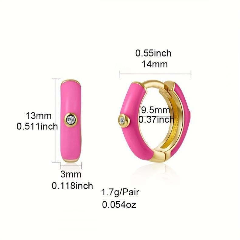 Rainbow Dopamine 14K Gold S925 Silver Colorful Gemstone Stacking Earrings Set