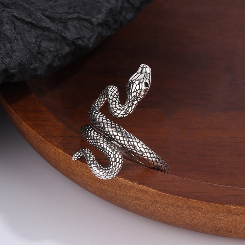 Serpent Guardian S925 Sterling Silver Vintage 3D Snake Ring