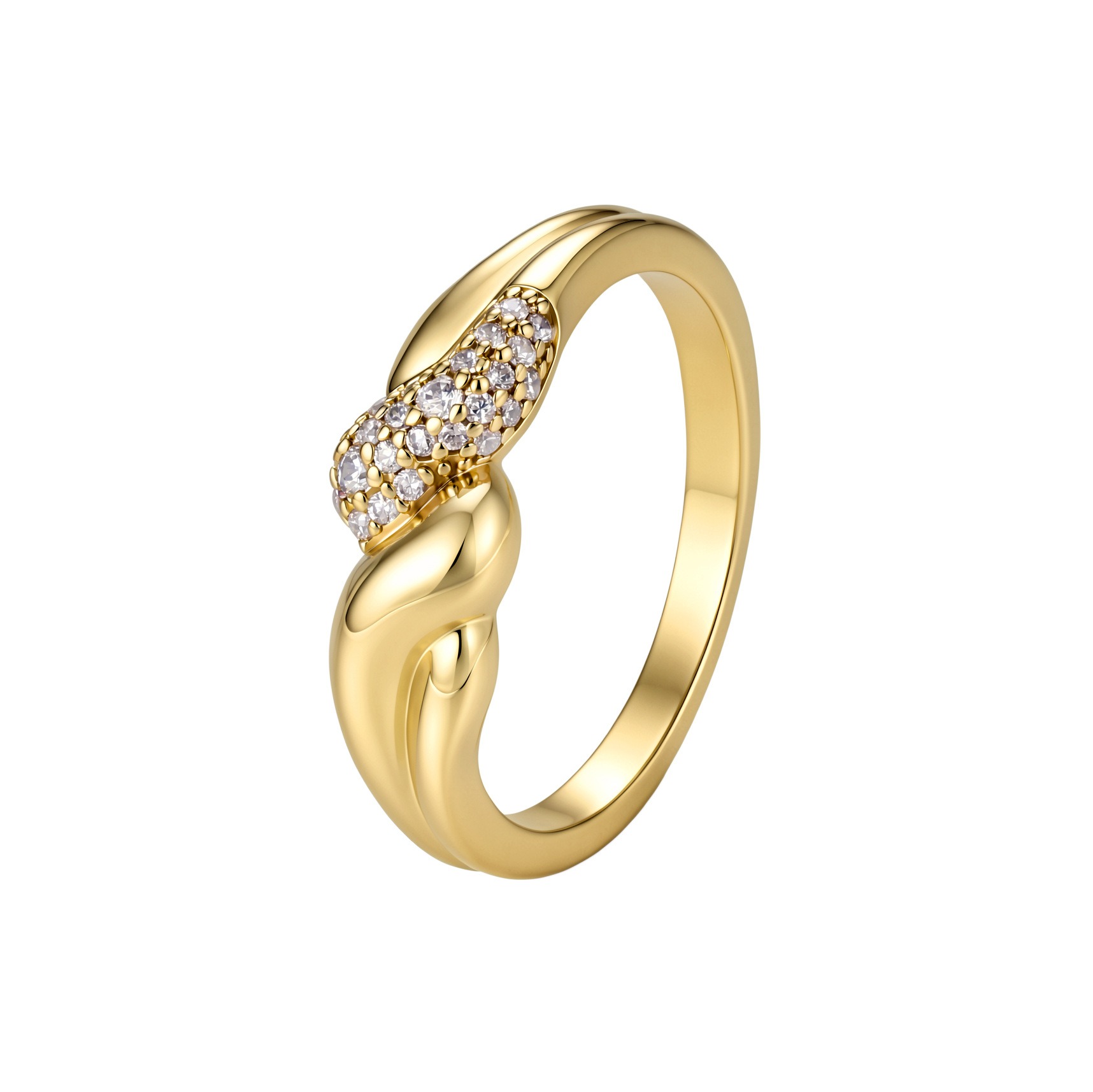 Intertwined Radiance 14K Gold Pavé Knot Ring