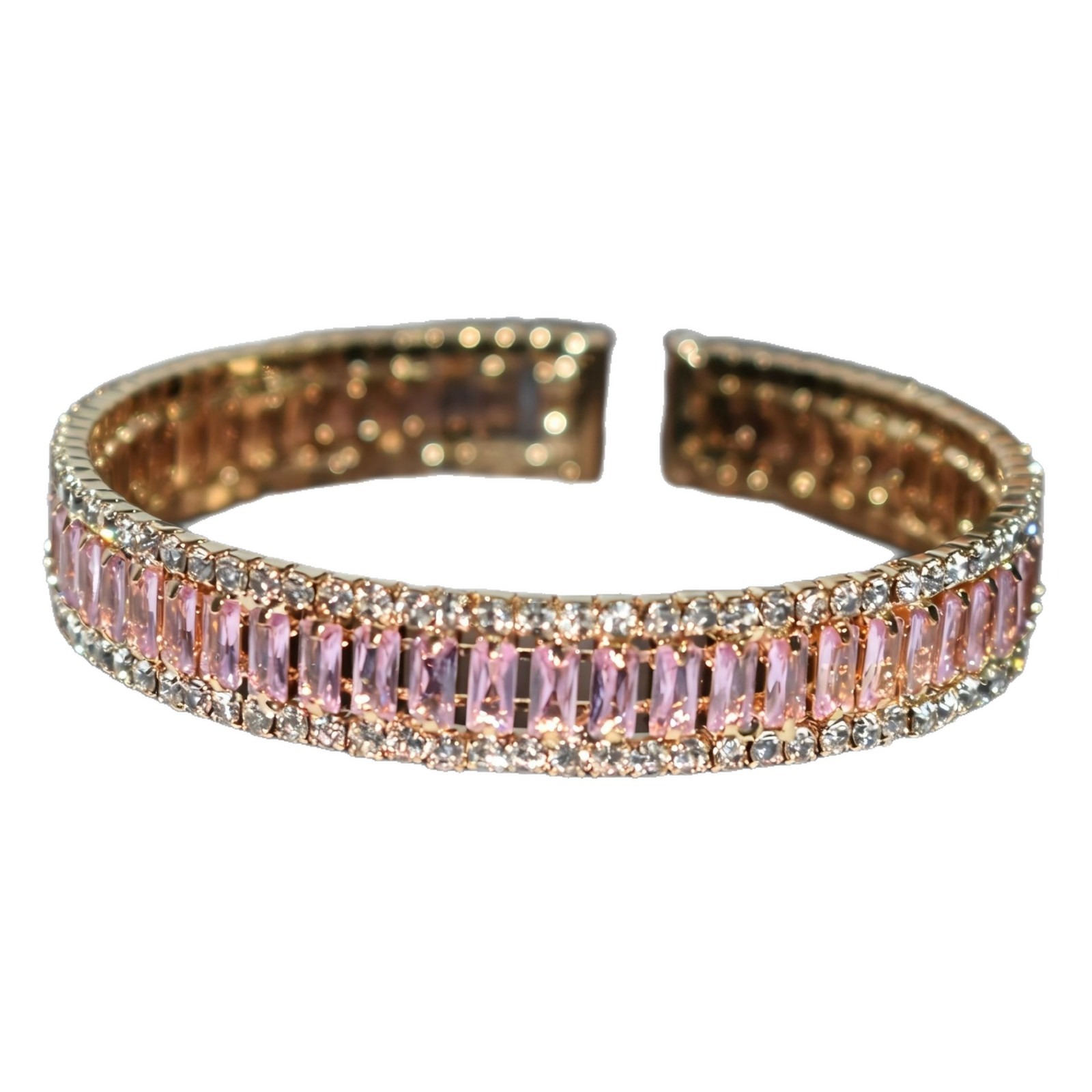 Starlight Rhythm Geometric Pavé Open Cuff Bracelet