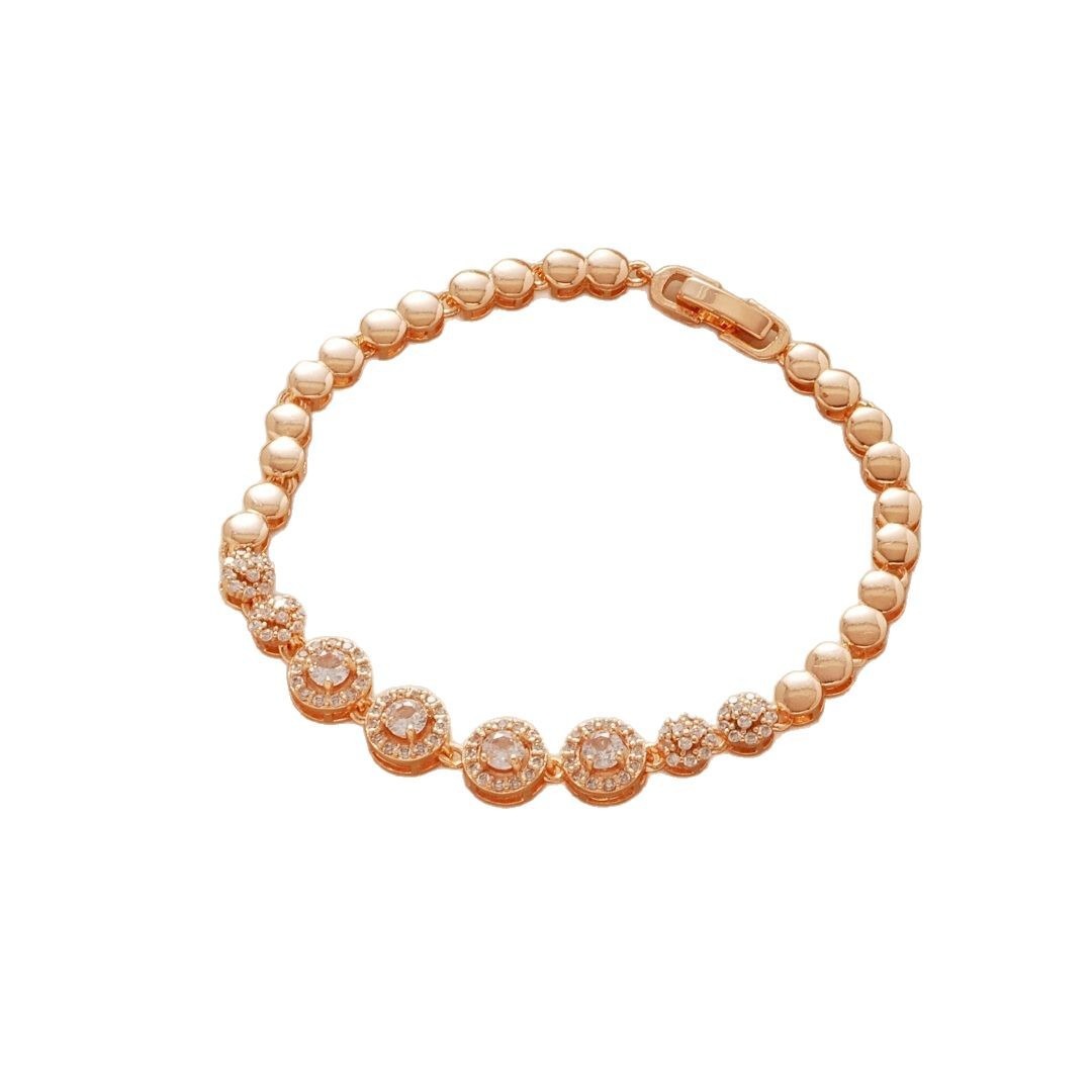 14K Gold Plated Bead Halo Pavé Bracelet